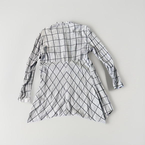 Sundance Grey‎ Black Windowpane Check Dress Tunic Top Cotton Hi Lo Large - Picture 7 of 13